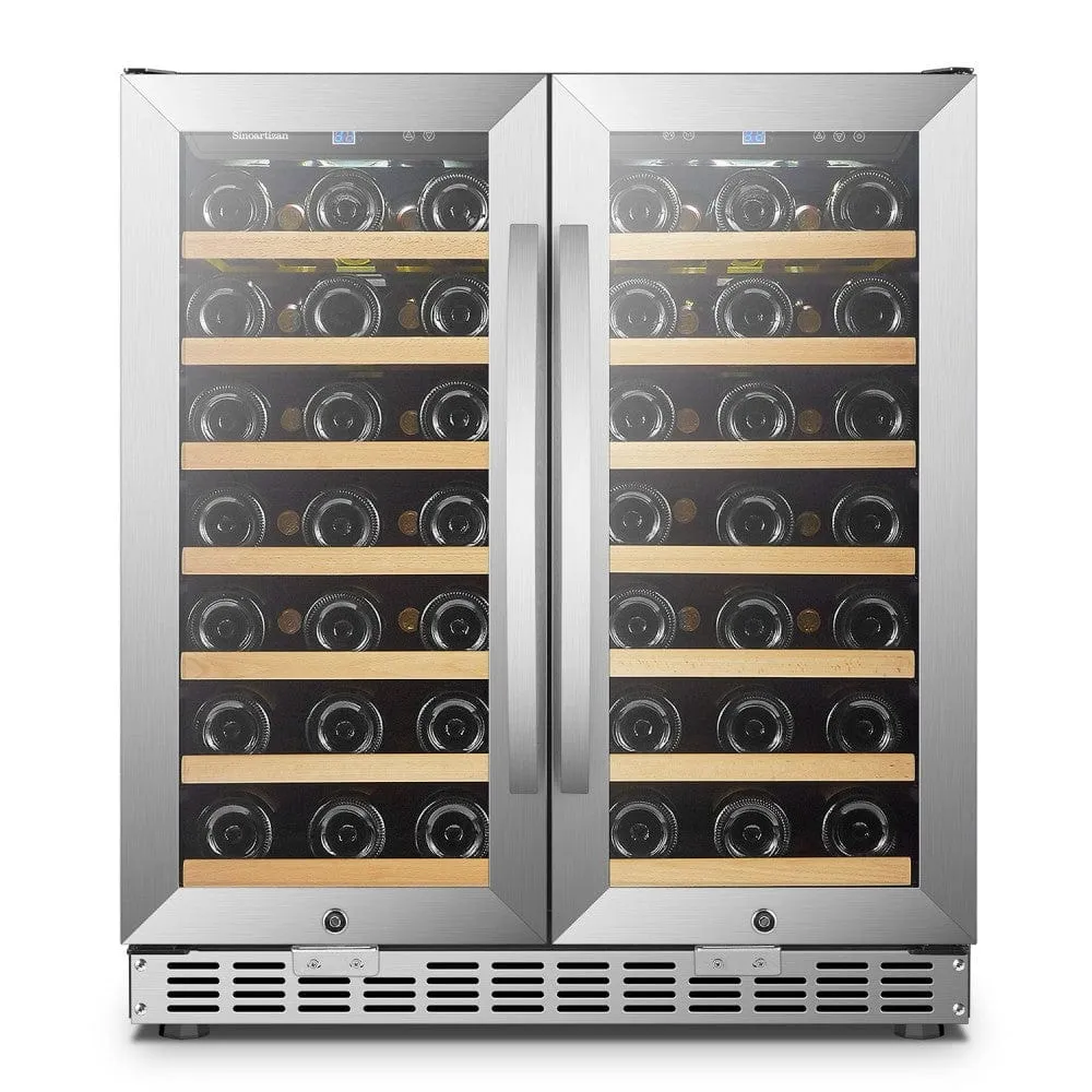 Sinoartizan 62 Bottles Dual Door Stainless Steel Wine Coolers ST-66D