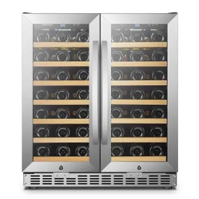 Sinoartizan 62 Bottles Dual Door Stainless Steel Wine Coolers ST-66D