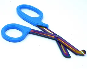 Sky Blue Handle with Fluoride Multi Color Blades Trauma Shears 7.25"