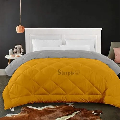 SLEEPINO 500-GSM Winter Single Bed Comforter | Soft & Fluffy - Breathable Reversible Comforter for Single Bed 60x90 Inch (Winter Collection_500GSM_Blanket) - GoldSilver