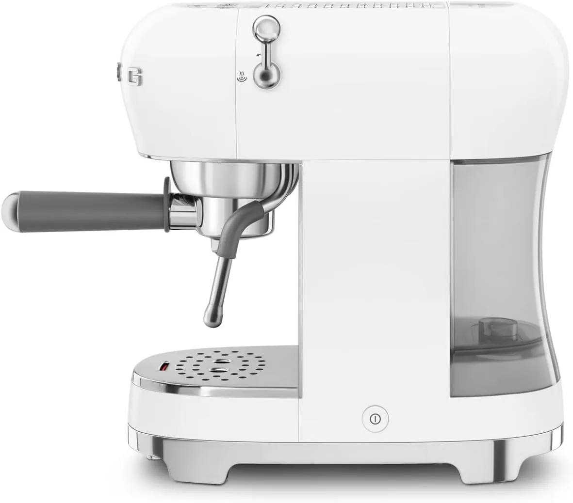 Smeg ECF02WHUK Espresso Coffee Machine - 1950s Retro Design, Steam Wand, Anti-Drip System, White