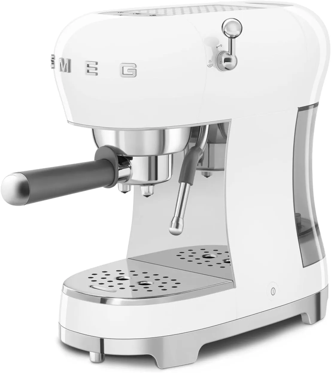 Smeg ECF02WHUK Espresso Coffee Machine - 1950s Retro Design, Steam Wand, Anti-Drip System, White