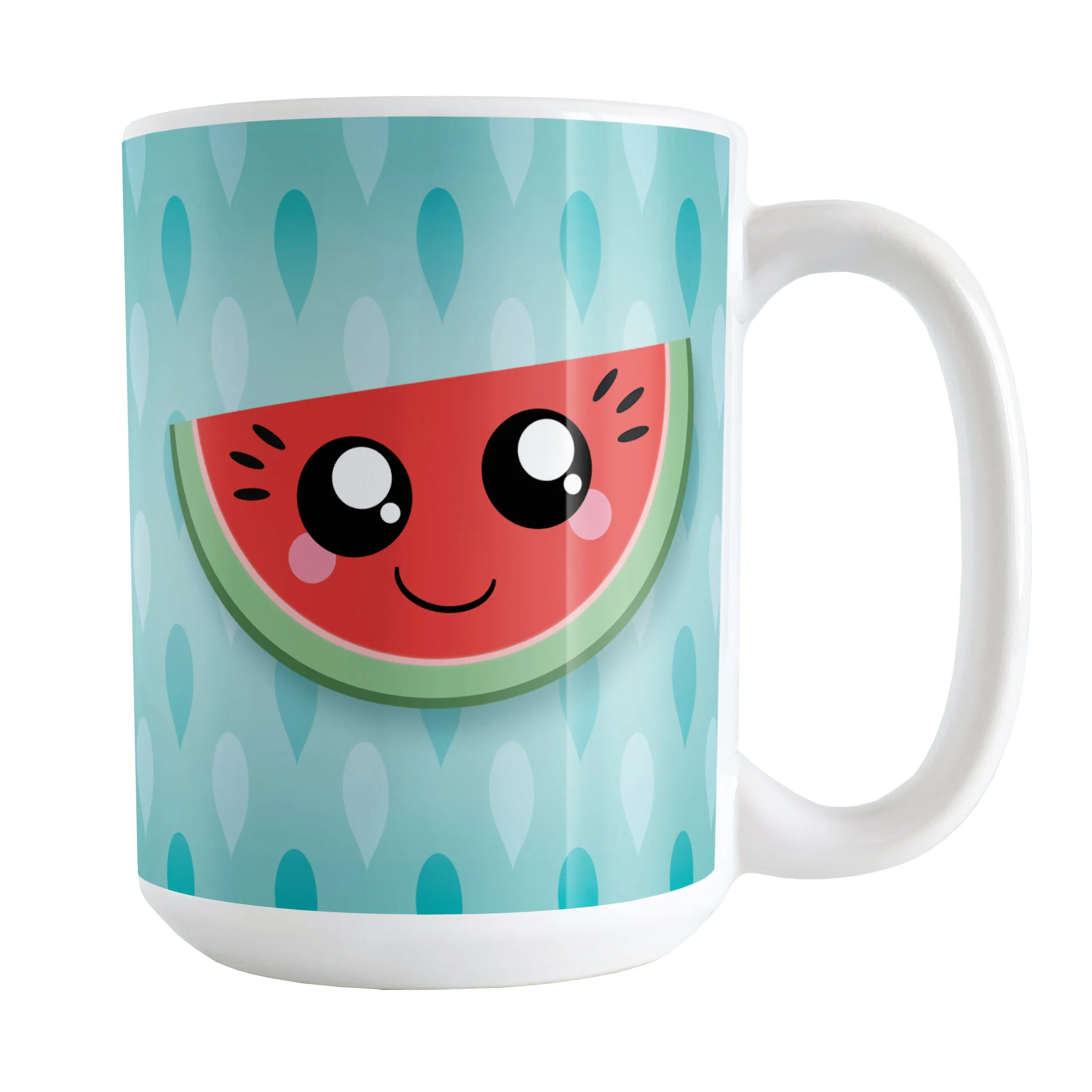 Smiling Watermelon Slice Turquoise Mug