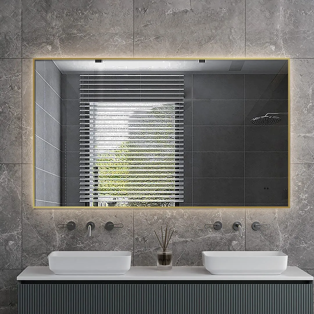 Sol Gold Frame 1200mmx700mm Anti-Fog Dimmable Led Bathroom Mirror Rectangular