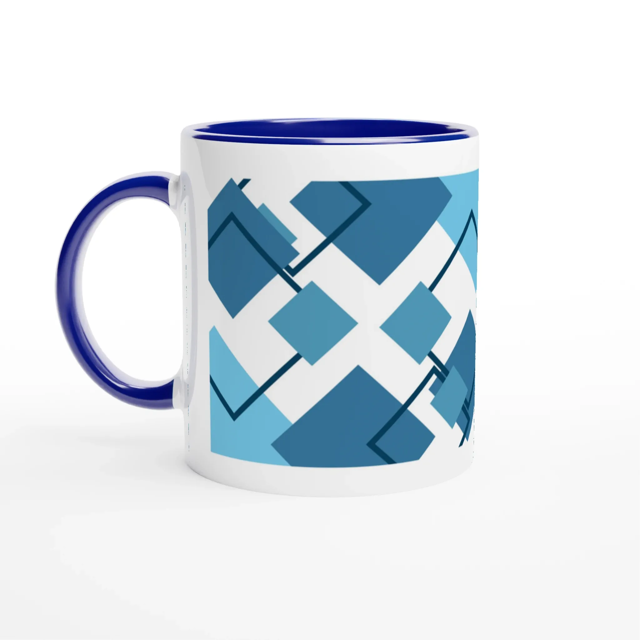 Stylish Blue Square Geometric Coffee Mug