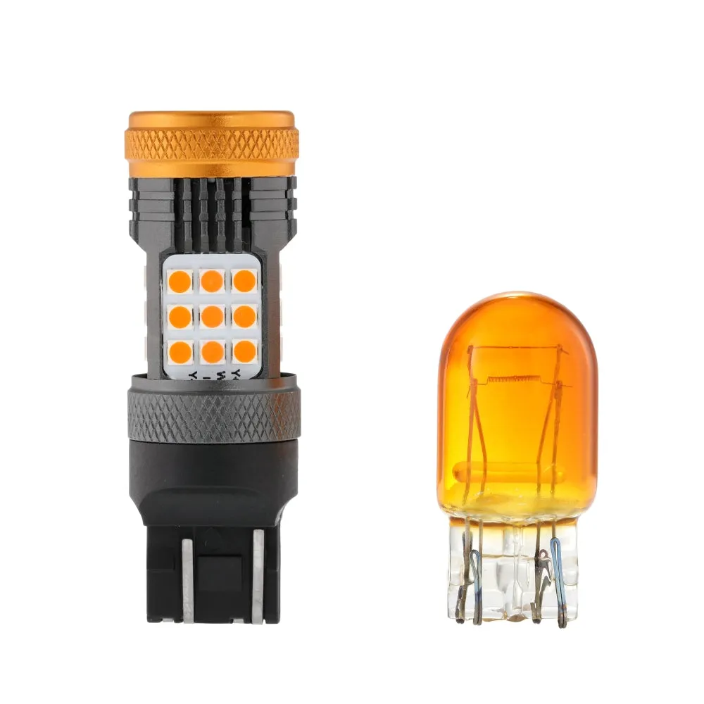 T20 7443 7440 LED Turn Signal Light Rear/Front, Side Maker Light Bulbs 56W 600% High Brightness CAN-Bus Error Free 3000K Amber B21 Series |2 Bulbs