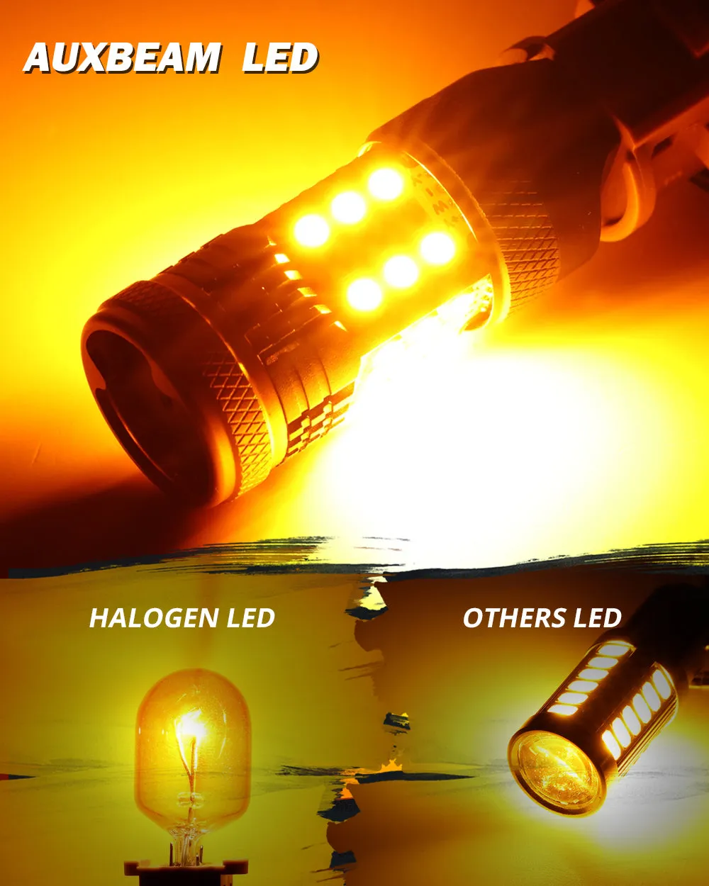 T20 7443 7440 LED Turn Signal Light Rear/Front, Side Maker Light Bulbs 56W 600% High Brightness CAN-Bus Error Free 3000K Amber B21 Series |2 Bulbs