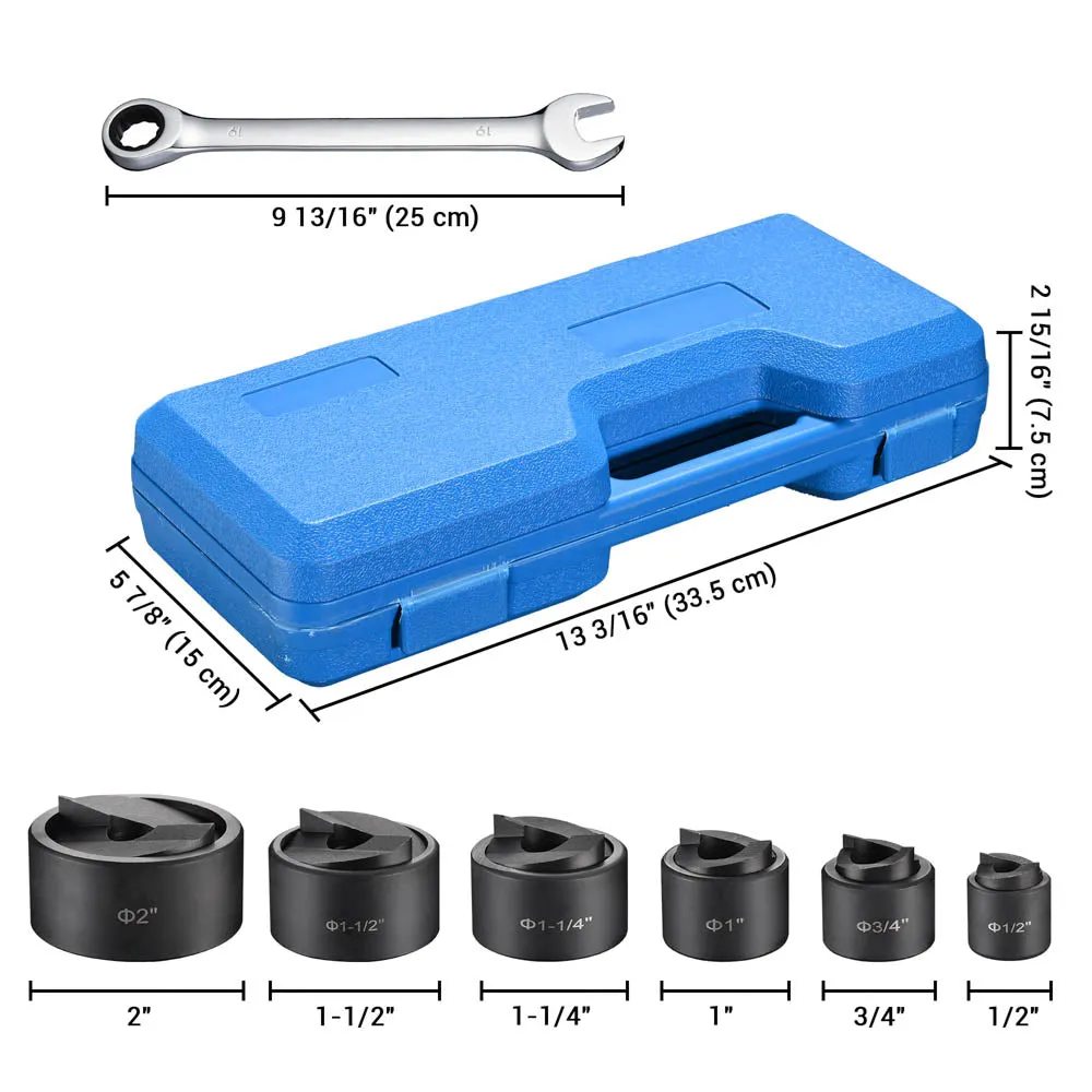 TheLAShop 6 Ton Metal Hole Punch with 6 Knockout Set (1/2" to 2")