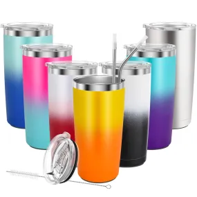 THILY Stainless Steel Vacuum Insulated Tumbler Travel Coffee Mug with Sliding Lids and Straw, Durable Powder Coated Cup, Non-slip Bottom, Great for Ice Drink, Beverage, Blood Orange