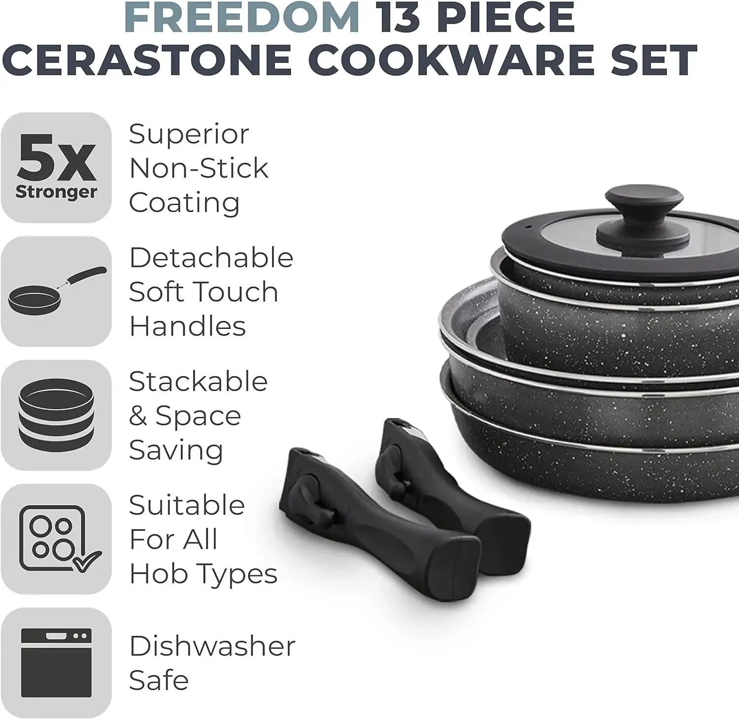 Tower Freedom Cerastone 13 Piece Cookware Set