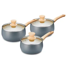 Tower Scandi 3 Piece Saucepan Set  - Grey