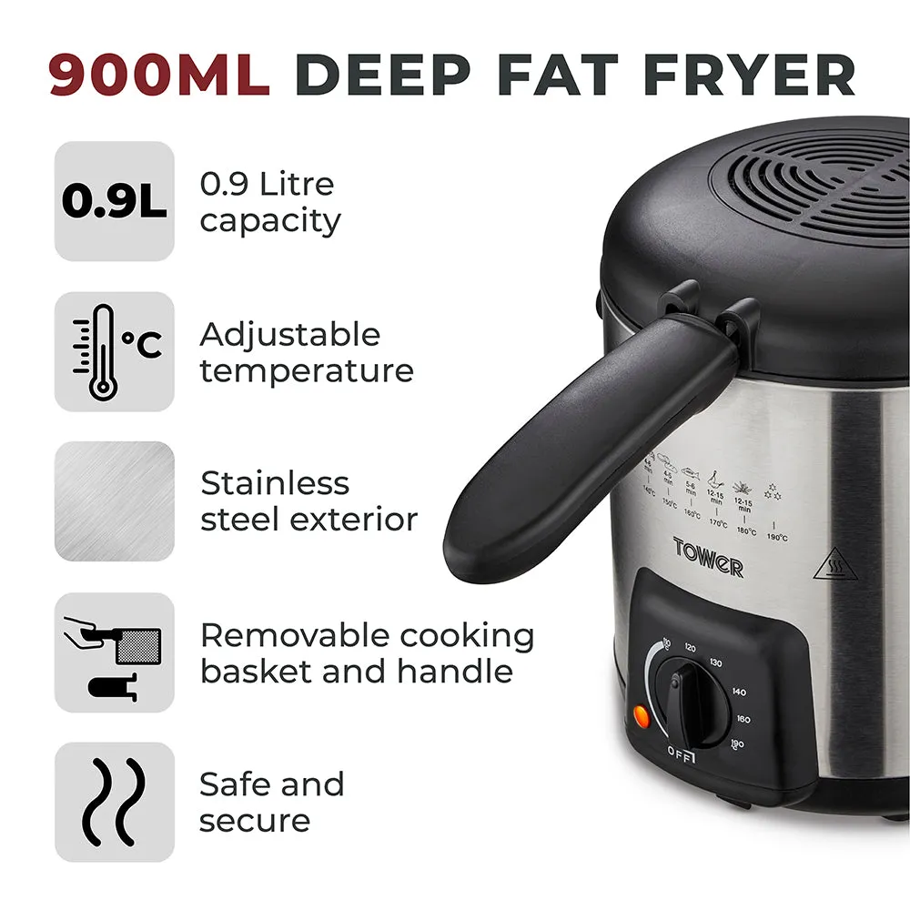 Tower Stainless Steel Deep Fryer 0.9Litre