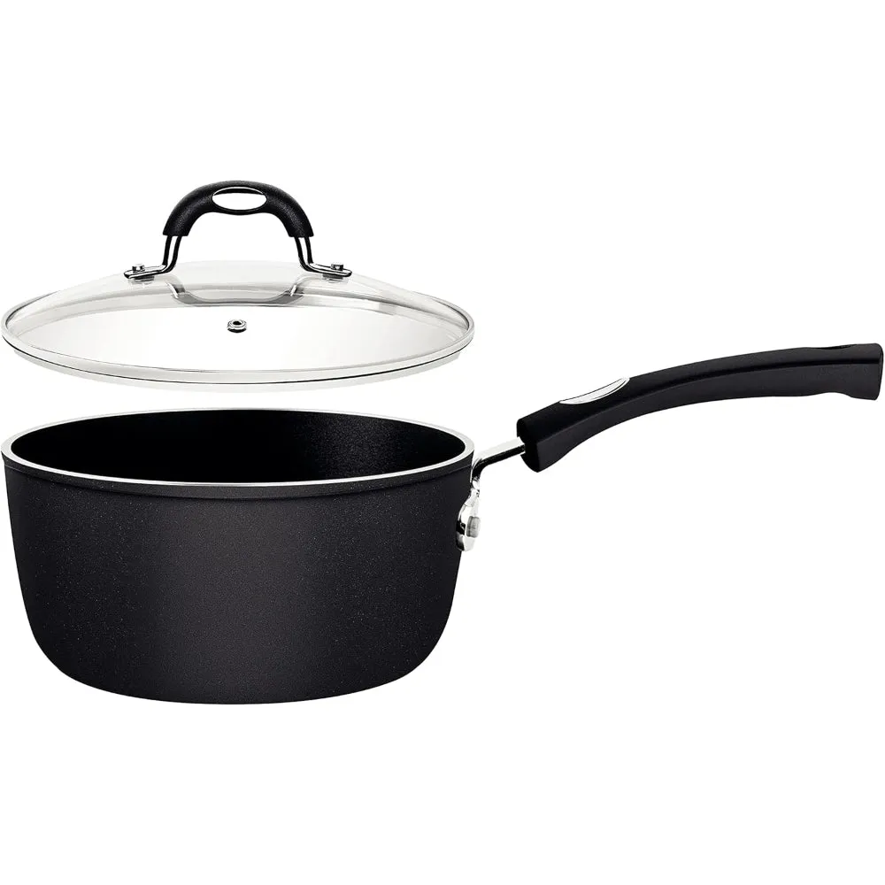 Tramontina Brazil  Monaco Induction 20cm 2.6L Black Aluminum Saucepan with Interior and Exterior Starflon Premium PFOA Free Nonstick Coating