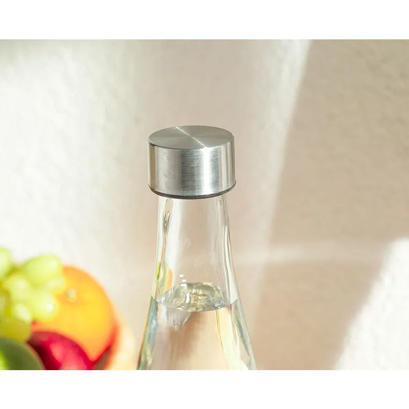 Transparent Glass Water Bottle With Metal Airtight Lid 1966-25