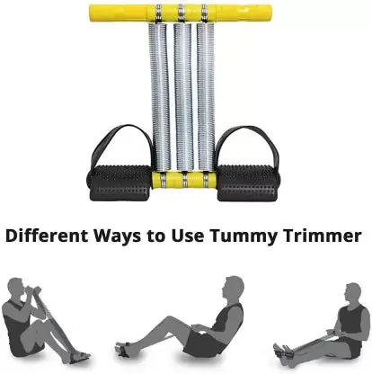 Triple Spring Tummy Trimmer Unisex Gym Home Exercise Workout Equipment Leg Ab Exerciser (Yellow)