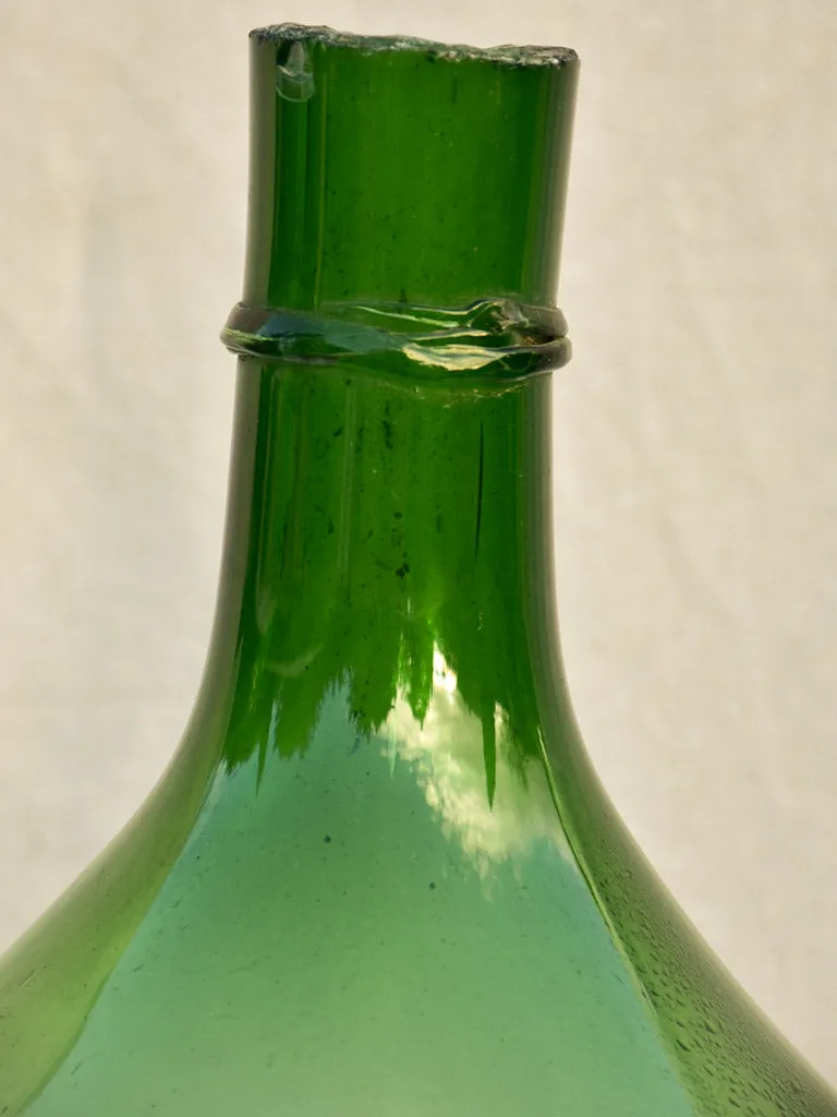 Very large early 20th Century Italian demijohn bottle - green 26¾"