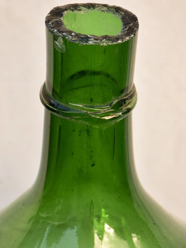 Very large early 20th Century Italian demijohn bottle - green 26¾"