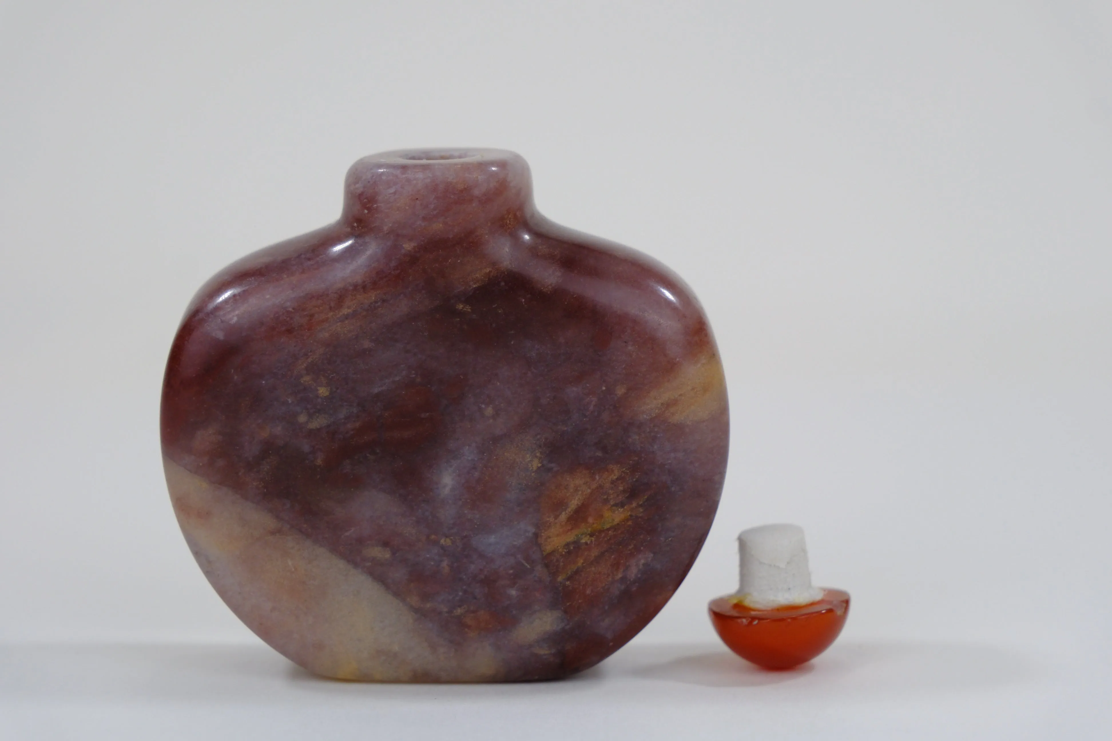 Vintage Chinese Natural Purple Stone Snuff Bottle w/ Stopper 2.5"