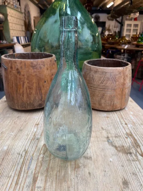 Vintage Flat Demijohn Glass Bottle  #6036  Byron