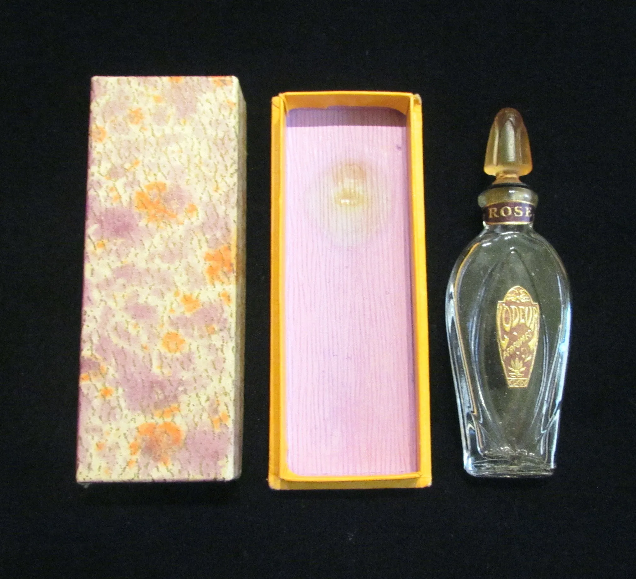 Vintage Perfume Bottle 1920s Rose L'Odeur Perfumes Bottle Art Deco In Original Box Excellent Condition