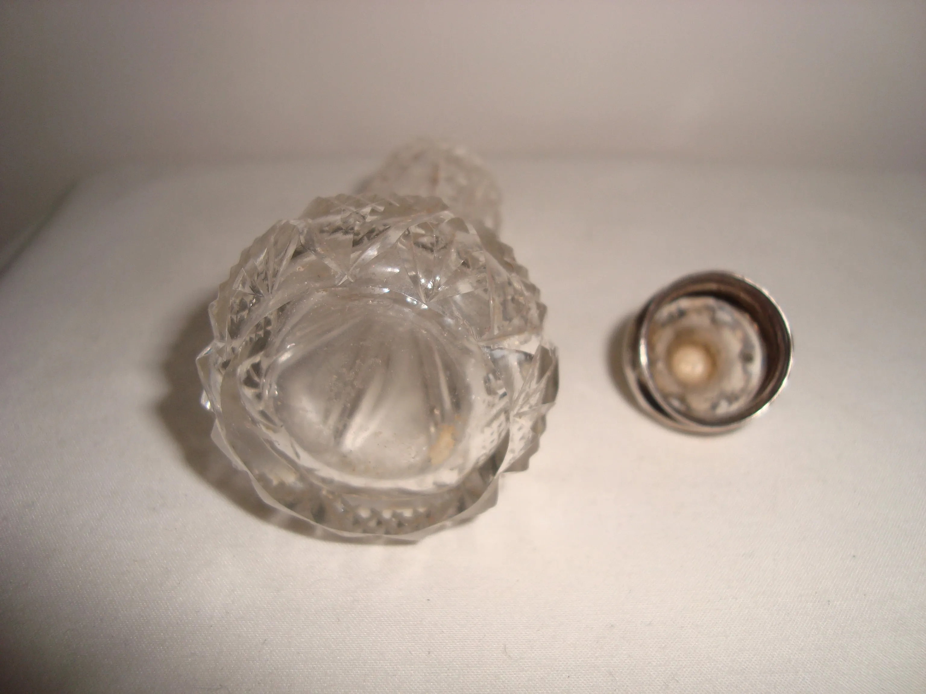 Vintage Sterling Silver Cut Glass Pepper Pot Shaker