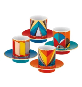 Vista Alegre Futurismo Coffee Cup and Saucer, Set of 4