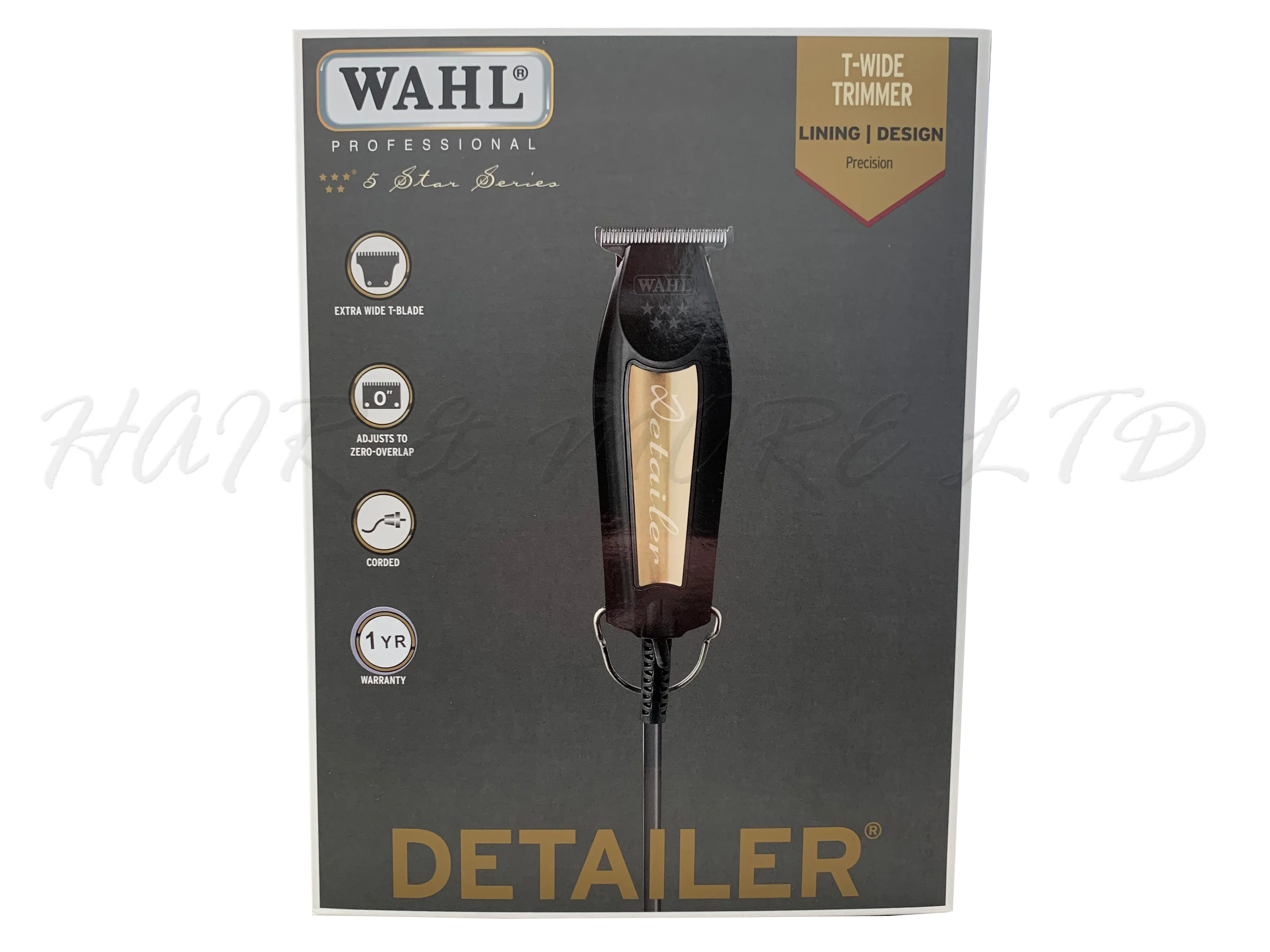 WAHL Professional 5 Star Series, Detailer T-Wide Trimmer - Black/Gold Limited Edition