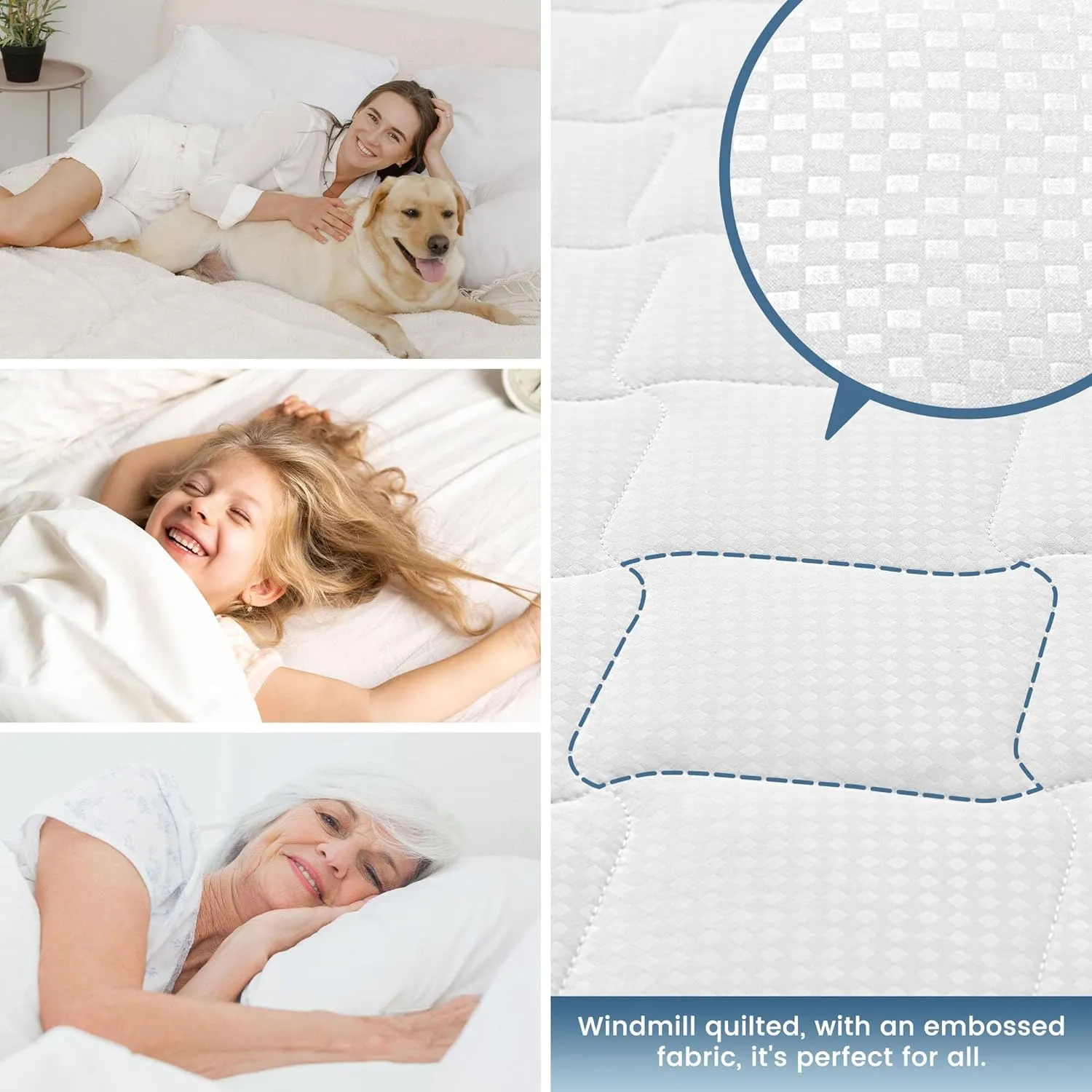 Waterproof Quilted Fitted Mattress Protector Mattress Pad Topper Hotel Quality