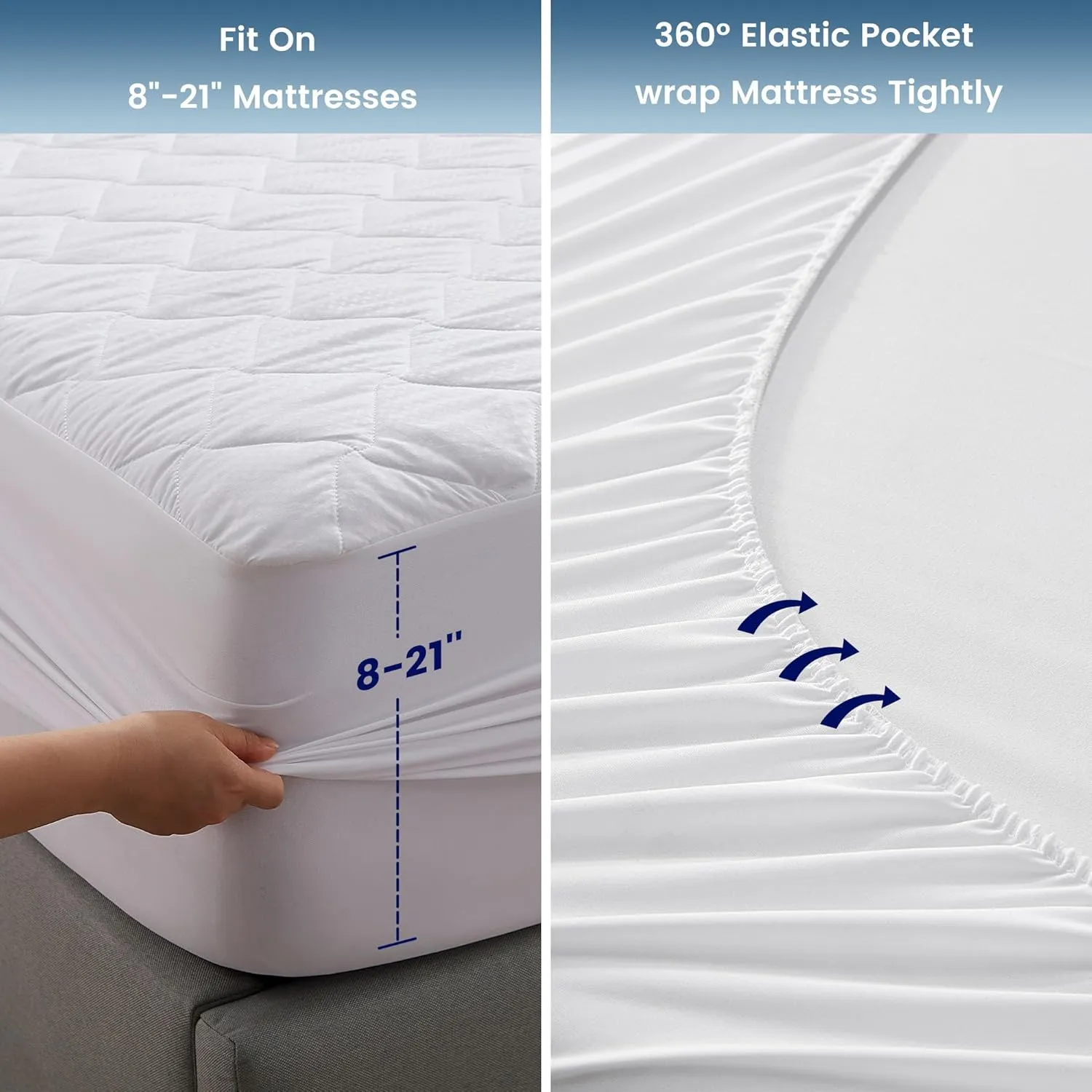 Waterproof Quilted Fitted Mattress Protector Mattress Pad Topper Hotel Quality