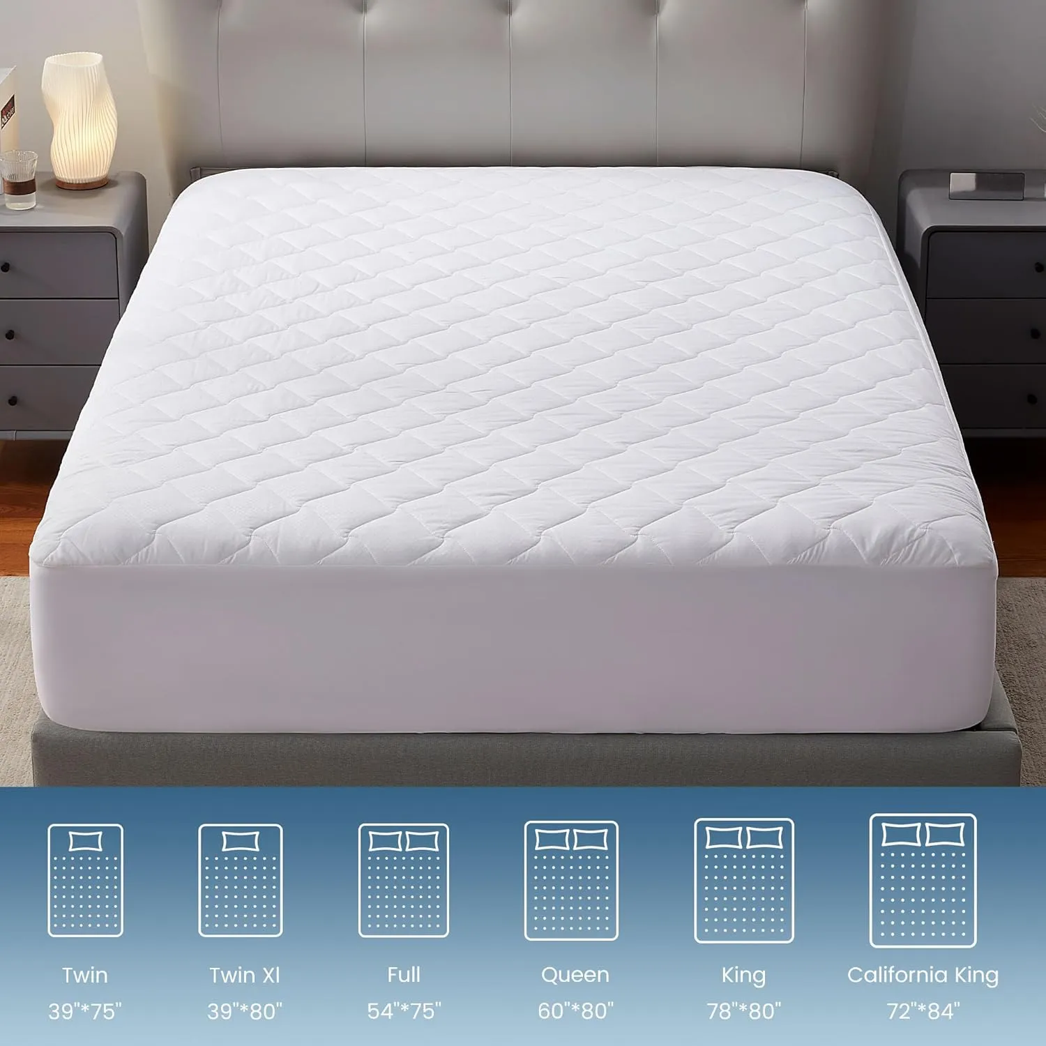 Waterproof Quilted Fitted Mattress Protector Mattress Pad Topper Hotel Quality