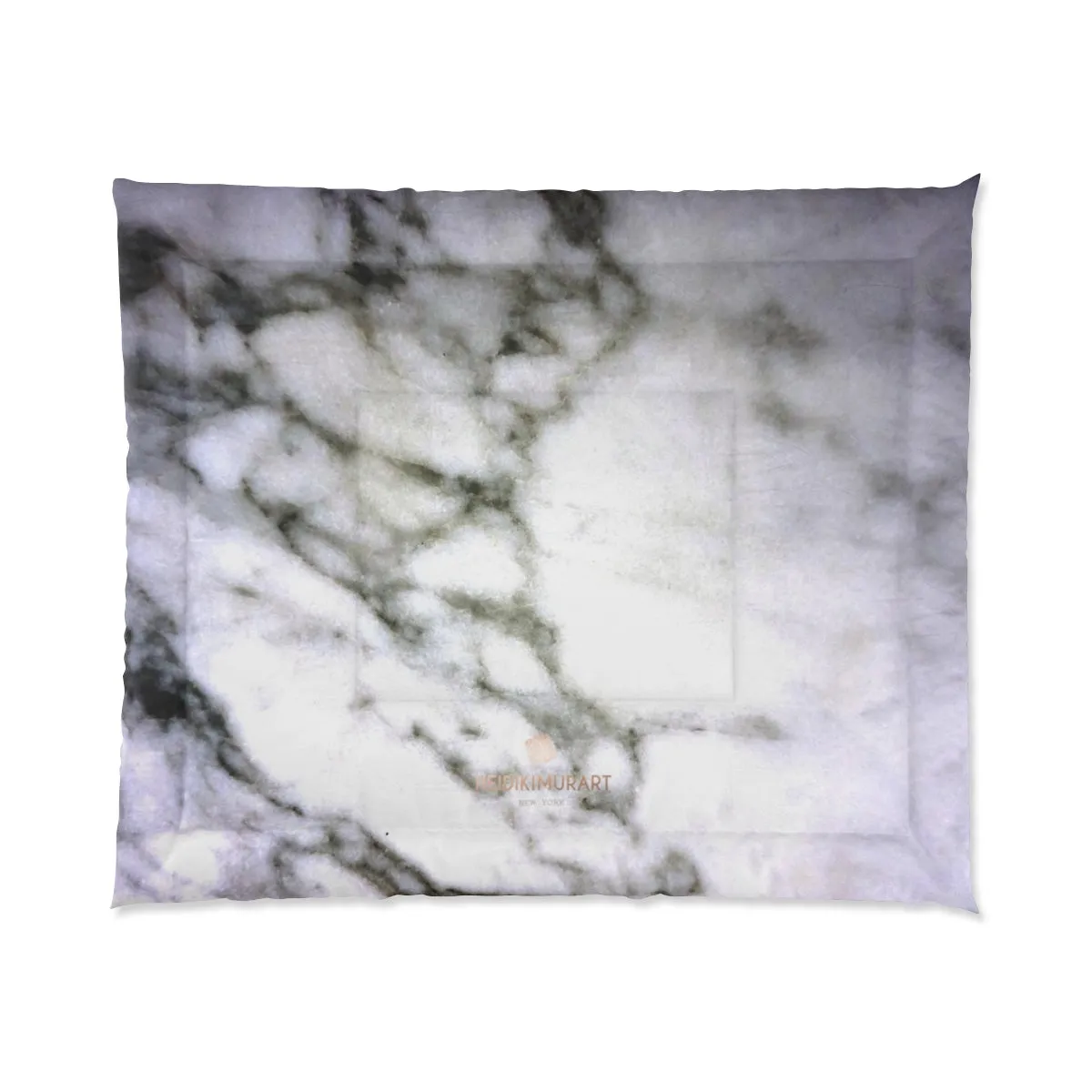 White Marble Print Comforter, Luxury Designer Best Comforter For King Size Bed-Printed in USA